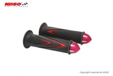 KOSO ARROW GRIPS DUAL COLOR WITH BAR-END CAP 【レッド】