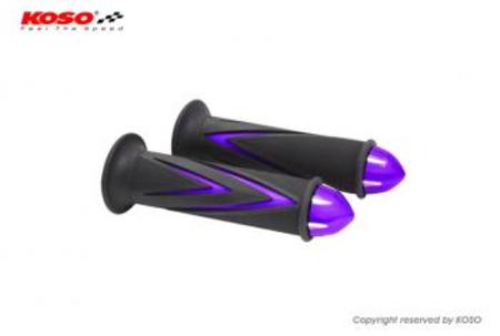 KOSO ARROW GRIPS DUAL COLOR WITH BAR-END CAP パープル