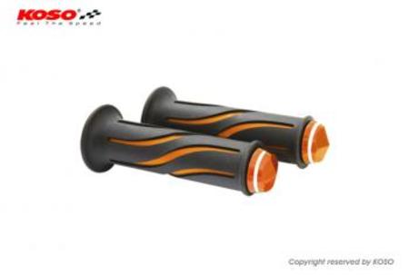 KOSO CURVE GRIPS DUAL COLOR WITH BAR-END CAP オレンジ
